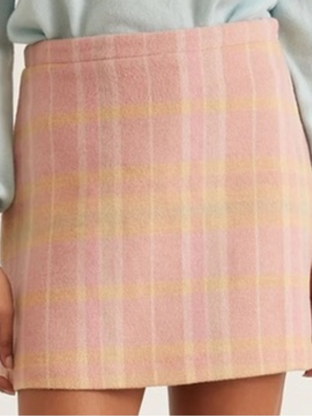 LoveShackFancy Orson Pink and Yellow Plaid Mini Skirt